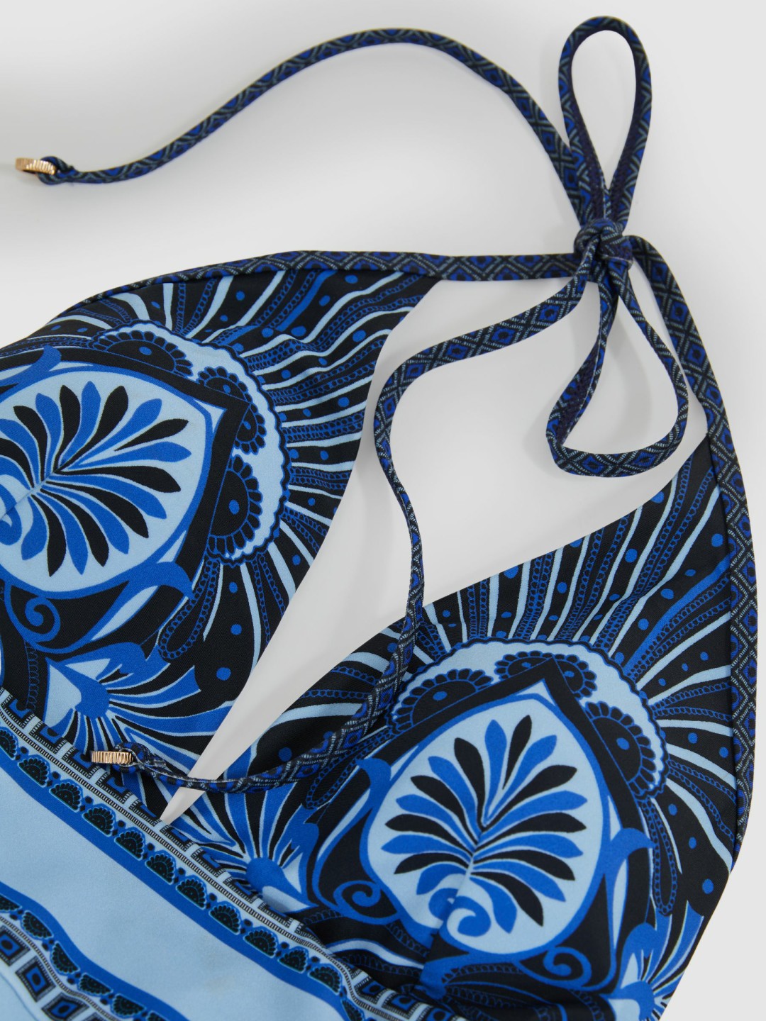 Halterneck Printed Swimsuit in Blue | Reiss Women Exclusive