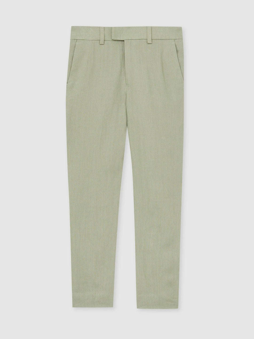 9-13 yrs Slim Fit Linen Adjustable Trousers in Apple | Reiss Children & Baby Recommended