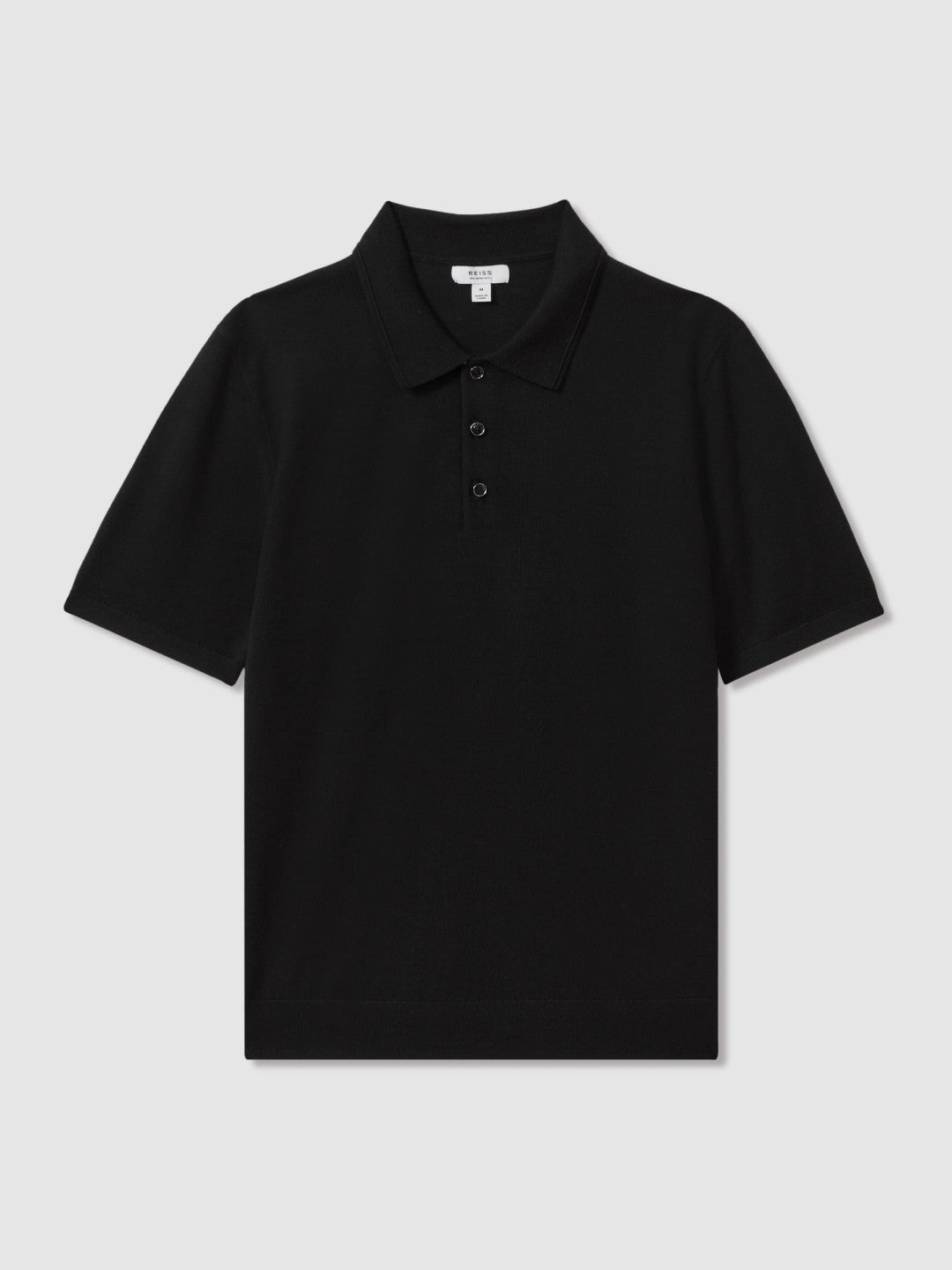 Merino Wool Polo Shirt in Black | Reiss Men New