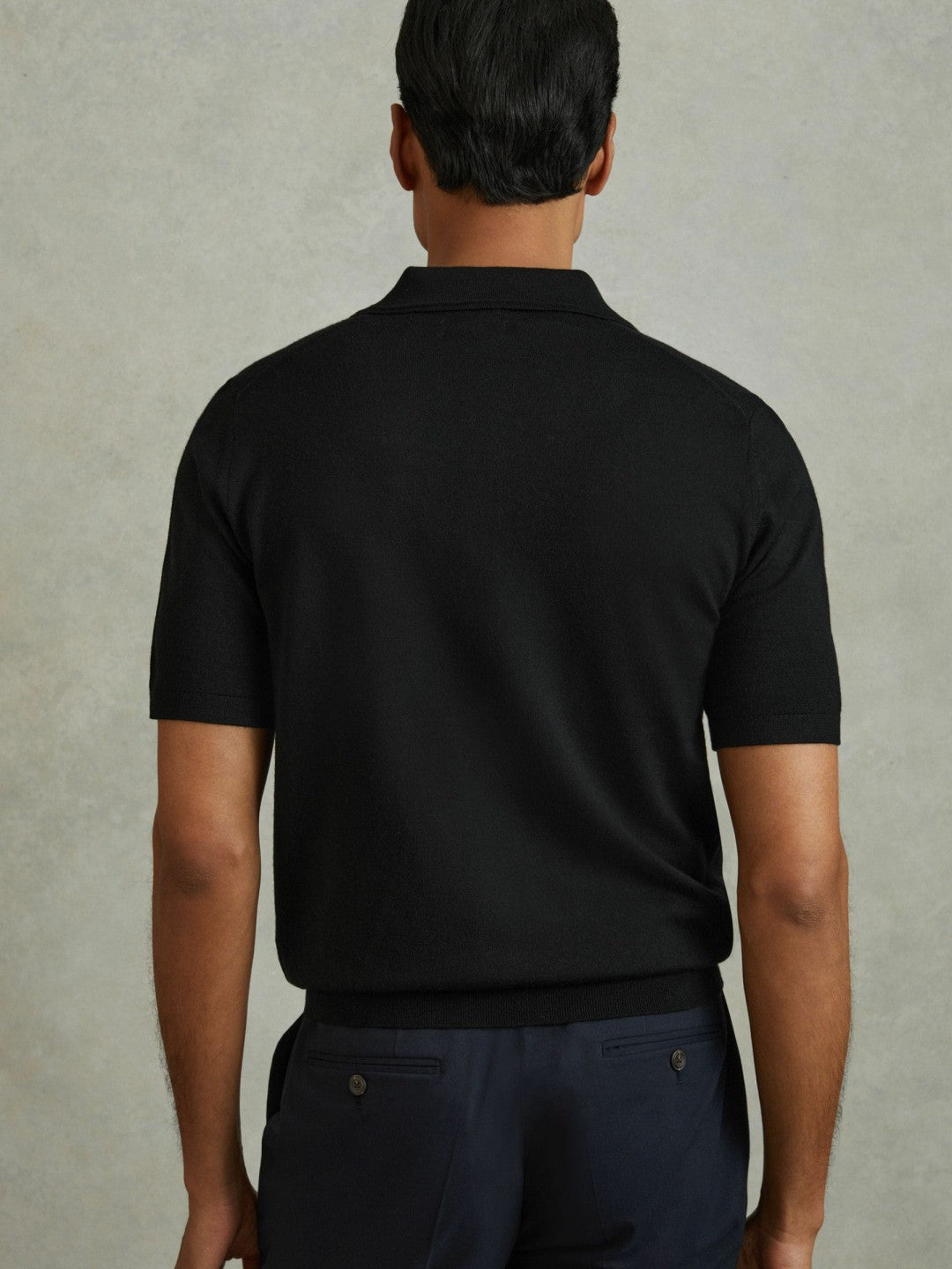 Merino Wool Polo Shirt in Black | Reiss Men New