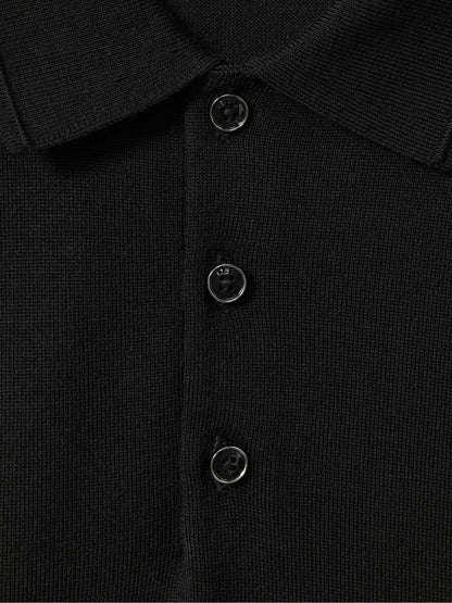 Merino Wool Polo Shirt in Black | Reiss Men New