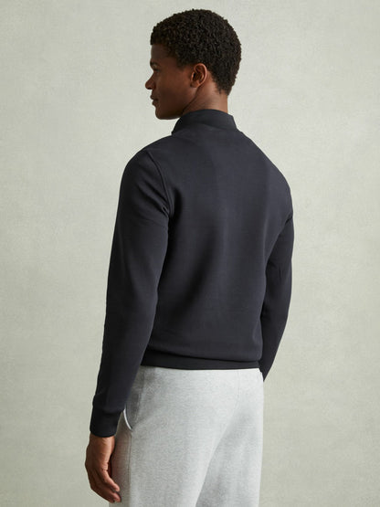 Hybrid Quilt and Knit Zip-Through Jacket in Navy | Reiss Men Best Seller