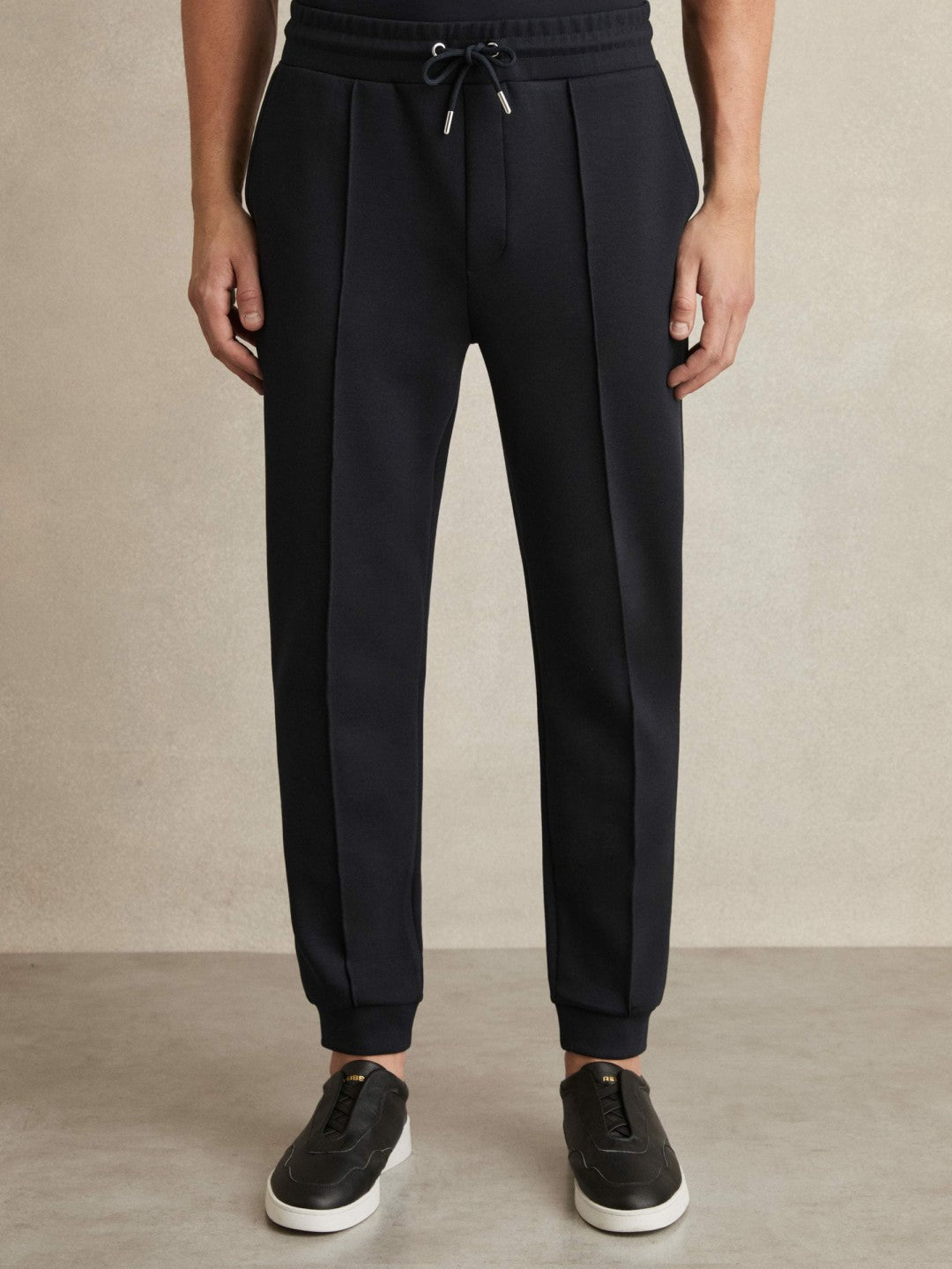 Drawstring Jersey Joggers in Navy Blue | Reiss Men Premium