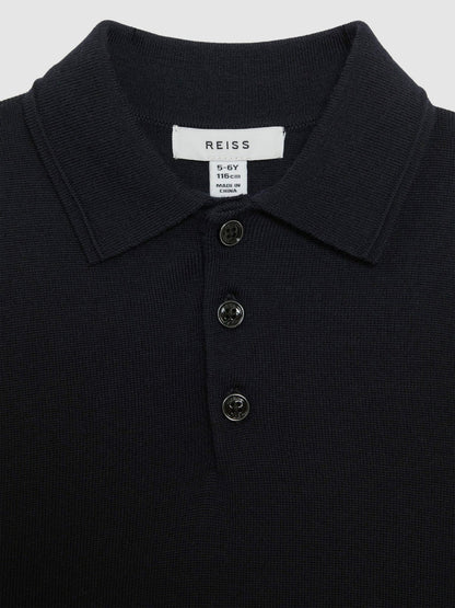 9-14 yrs Merino Wool Polo Shirt in Navy | Reiss Children & Baby Trending