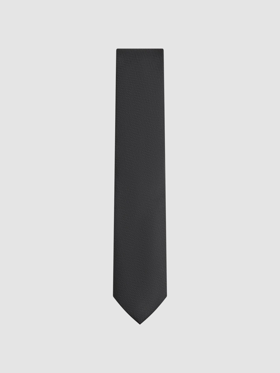 Textured Silk Blend Tie in Black | Reiss Men Recommended