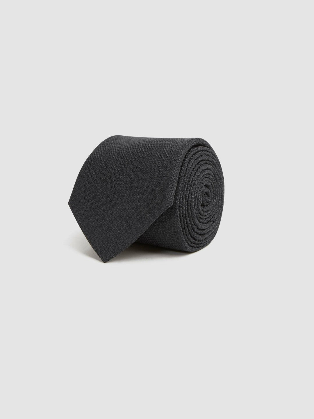Textured Silk Blend Tie in Black | Reiss Men Recommended