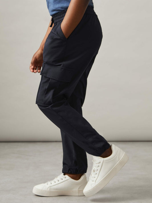 9-14 yrs Technical Drawstring Cuffed Cargo Trousers in Navy | Reiss Children & Baby Recommended