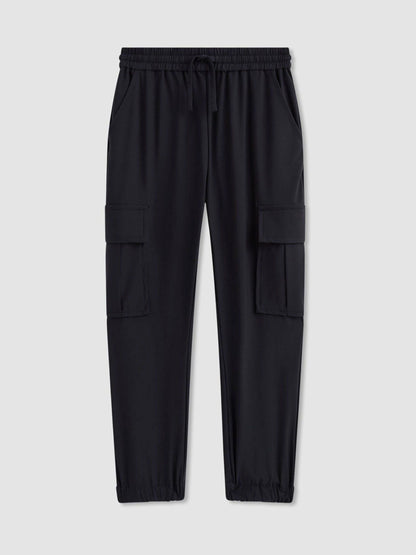 9-14 yrs Technical Drawstring Cuffed Cargo Trousers in Navy | Reiss Children & Baby Recommended
