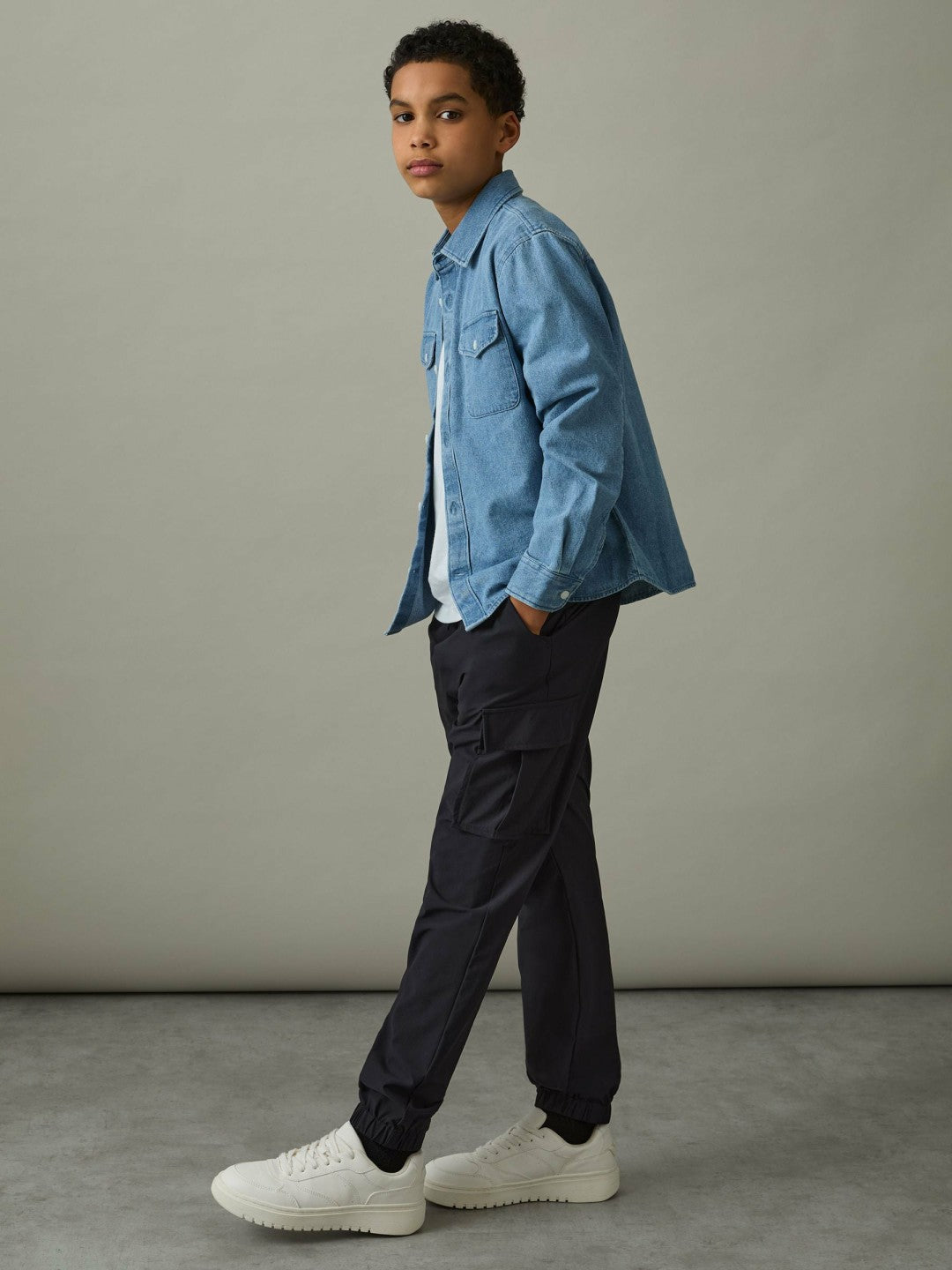 3-9 yrs Technical Drawstring Cuffed Cargo Trousers in Navy | Reiss Children & Baby Popular
