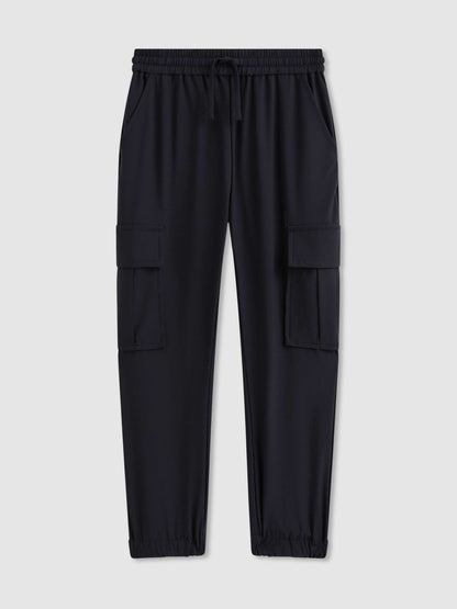 3-9 yrs Technical Drawstring Cuffed Cargo Trousers in Navy | Reiss Children & Baby Popular
