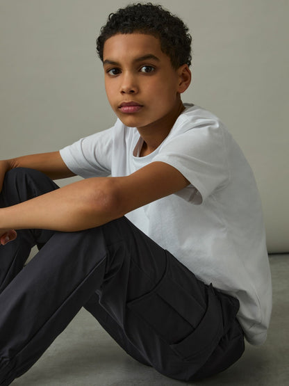 3-9 yrs Technical Drawstring Cuffed Cargo Trousers in Navy | Reiss Children & Baby Popular