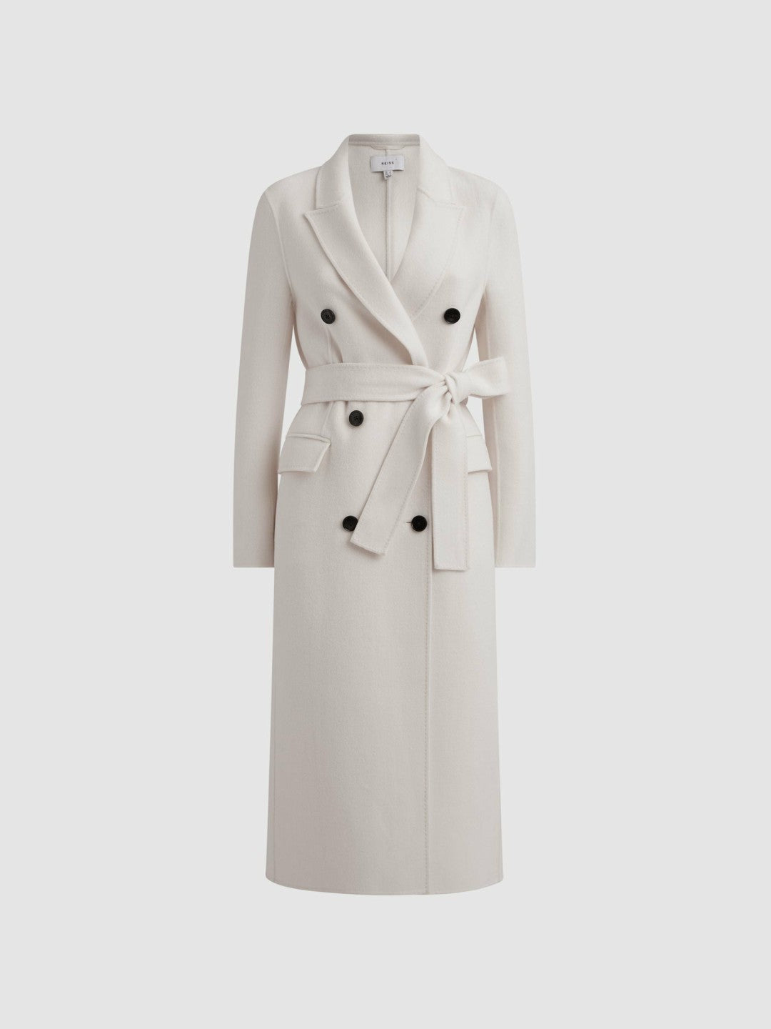 Petite Relaxed Wool Blend Blindseam Belted Coat in Cream | Reiss Women Popular