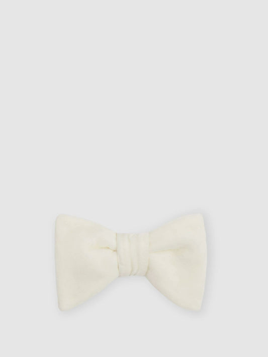 Velvet Bow Tie in Ivory | Reiss Men Featured