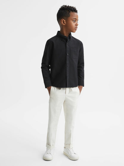 3-9 yrs Button Down Oxford Shirt in Black | Reiss Children & Baby Premium