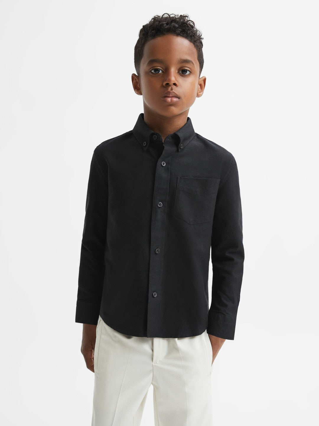 3-9 yrs Button Down Oxford Shirt in Black | Reiss Children & Baby Premium