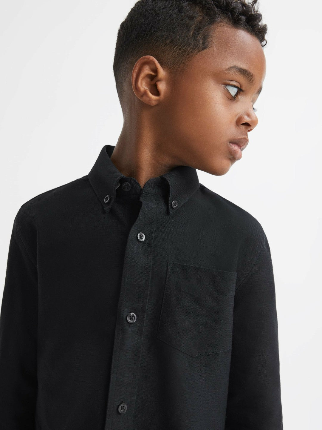 3-9 yrs Button Down Oxford Shirt in Black | Reiss Children & Baby Premium