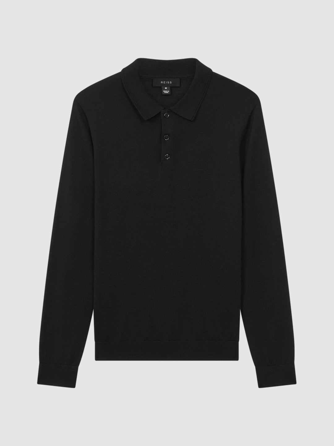 Merino Wool Polo Shirt in Black | Reiss Men Recommended