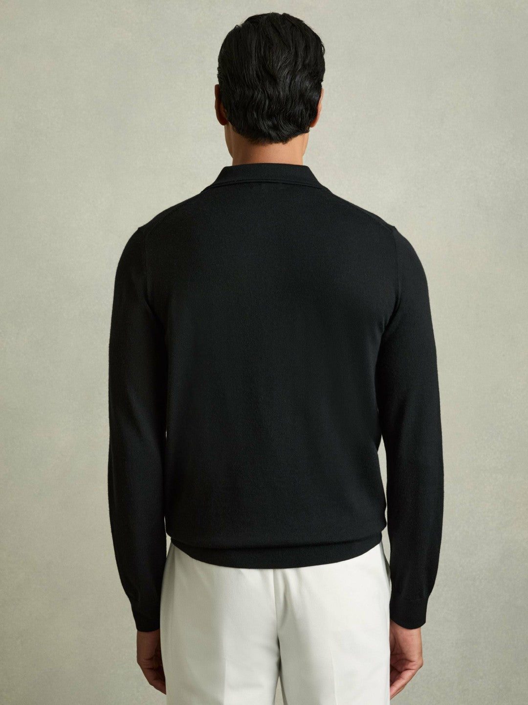 Merino Wool Polo Shirt in Black | Reiss Men Recommended