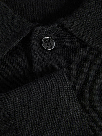 Merino Wool Polo Shirt in Black | Reiss Men Recommended