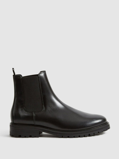 Leather Chelsea Boots in Black | Reiss Men Exclusive