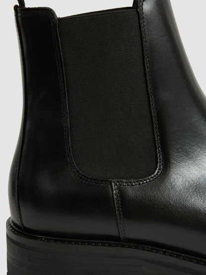 Leather Chelsea Boots in Black | Reiss Men Exclusive