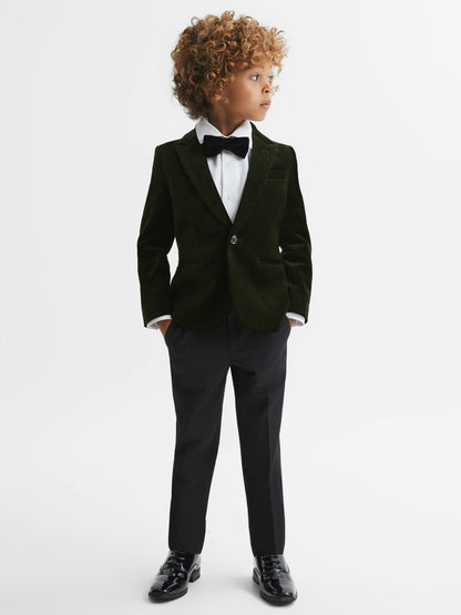 9-14 yrs Slim Fit Velvet Single Breasted Blazer in Emerald | Reiss Children & Baby New