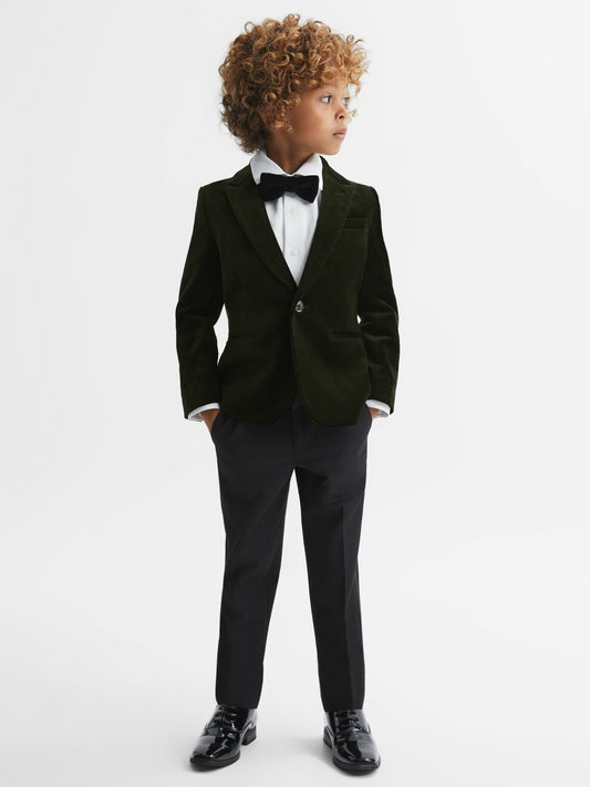 9-14 yrs Slim Fit Velvet Single Breasted Blazer in Emerald | Reiss Children & Baby New