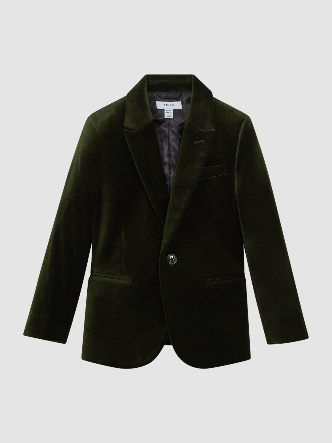 9-14 yrs Slim Fit Velvet Single Breasted Blazer in Emerald | Reiss Children & Baby New