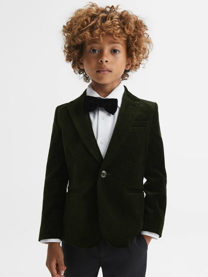 9-14 yrs Slim Fit Velvet Single Breasted Blazer in Emerald | Reiss Children & Baby New