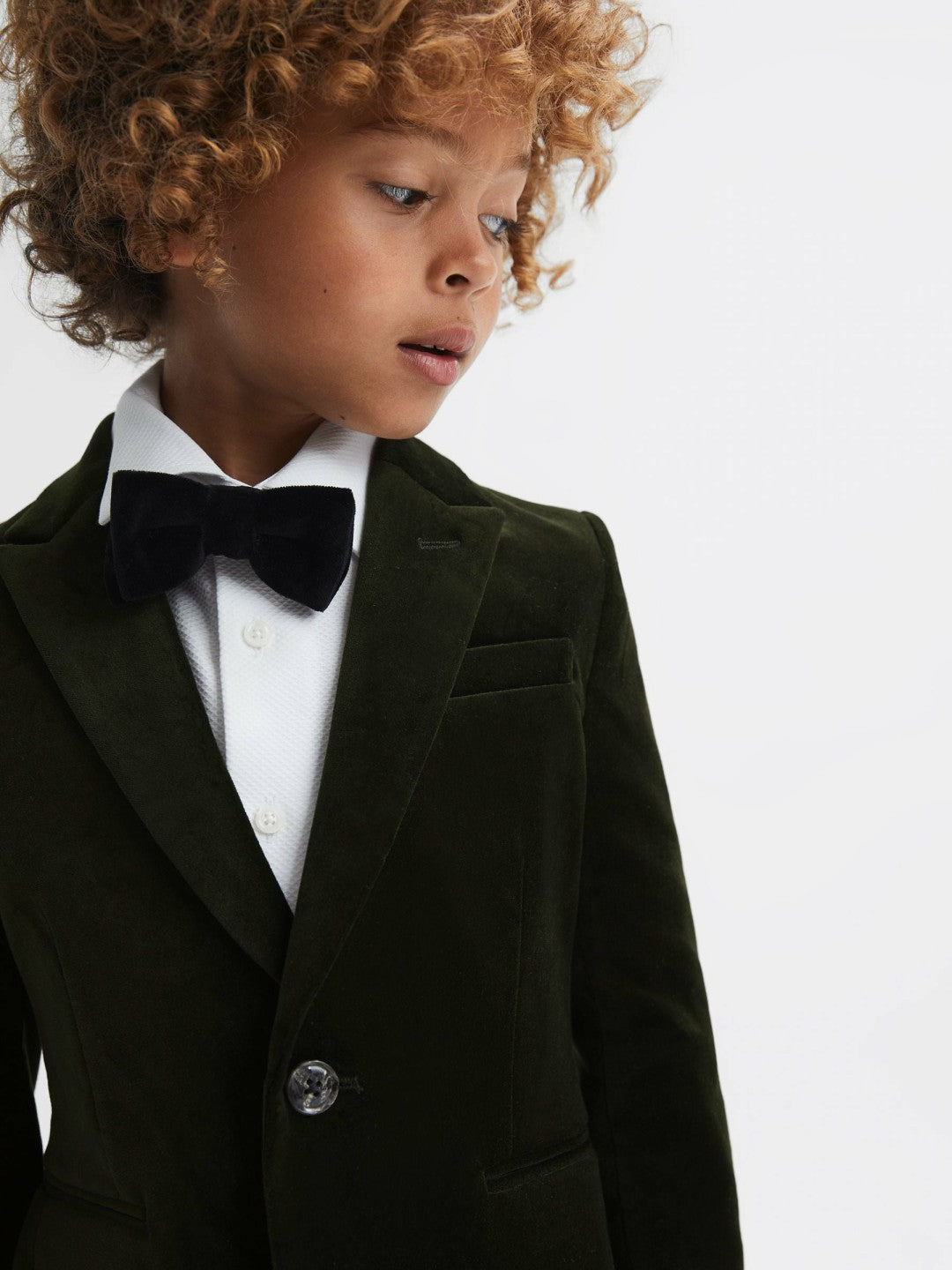 9-14 yrs Slim Fit Velvet Single Breasted Blazer in Emerald | Reiss Children & Baby New