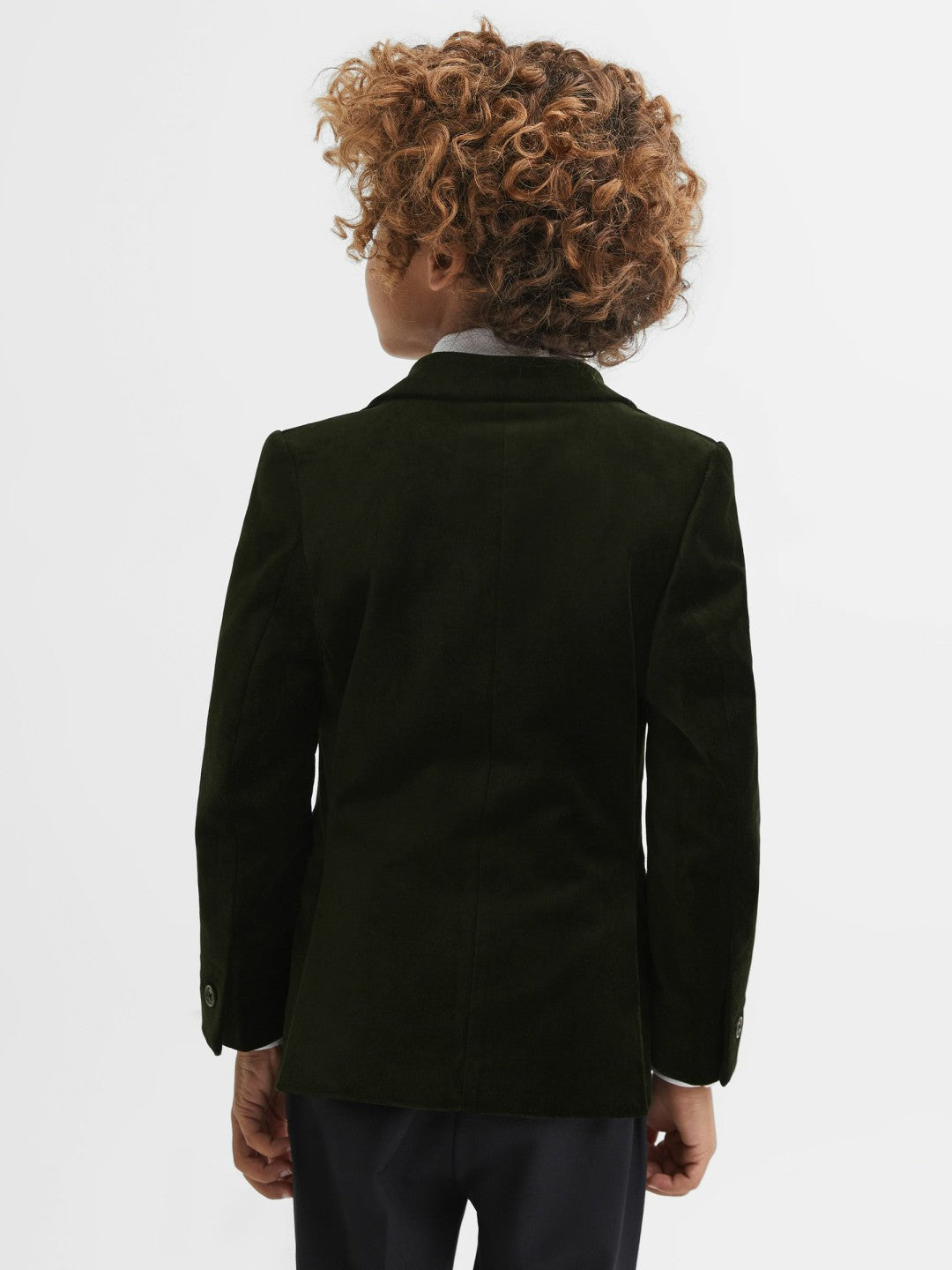 9-14 yrs Slim Fit Velvet Single Breasted Blazer in Emerald | Reiss Children & Baby New