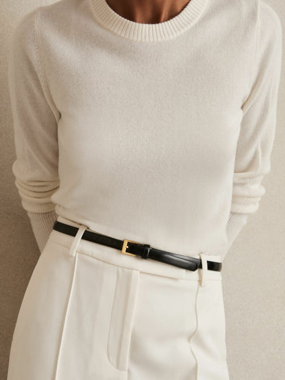 Thin Leather Belt in Black | Reiss Women Premium