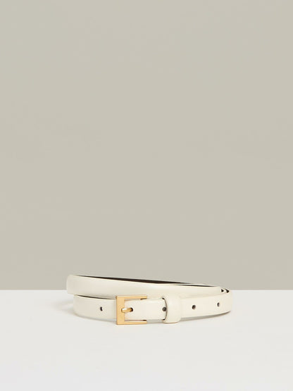 Thin Leather Belt in Off White | Reiss Women Exclusive