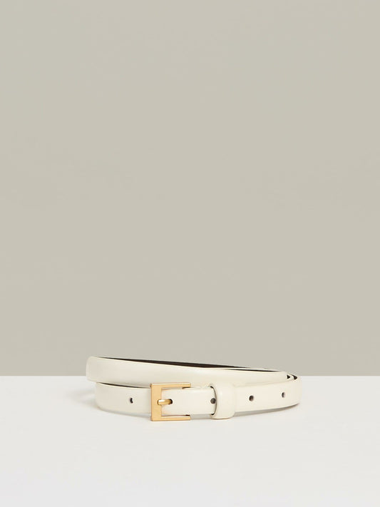 Thin Leather Belt in Off White | Reiss Women Exclusive