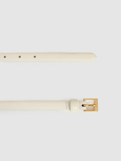 Thin Leather Belt in Off White | Reiss Women Exclusive