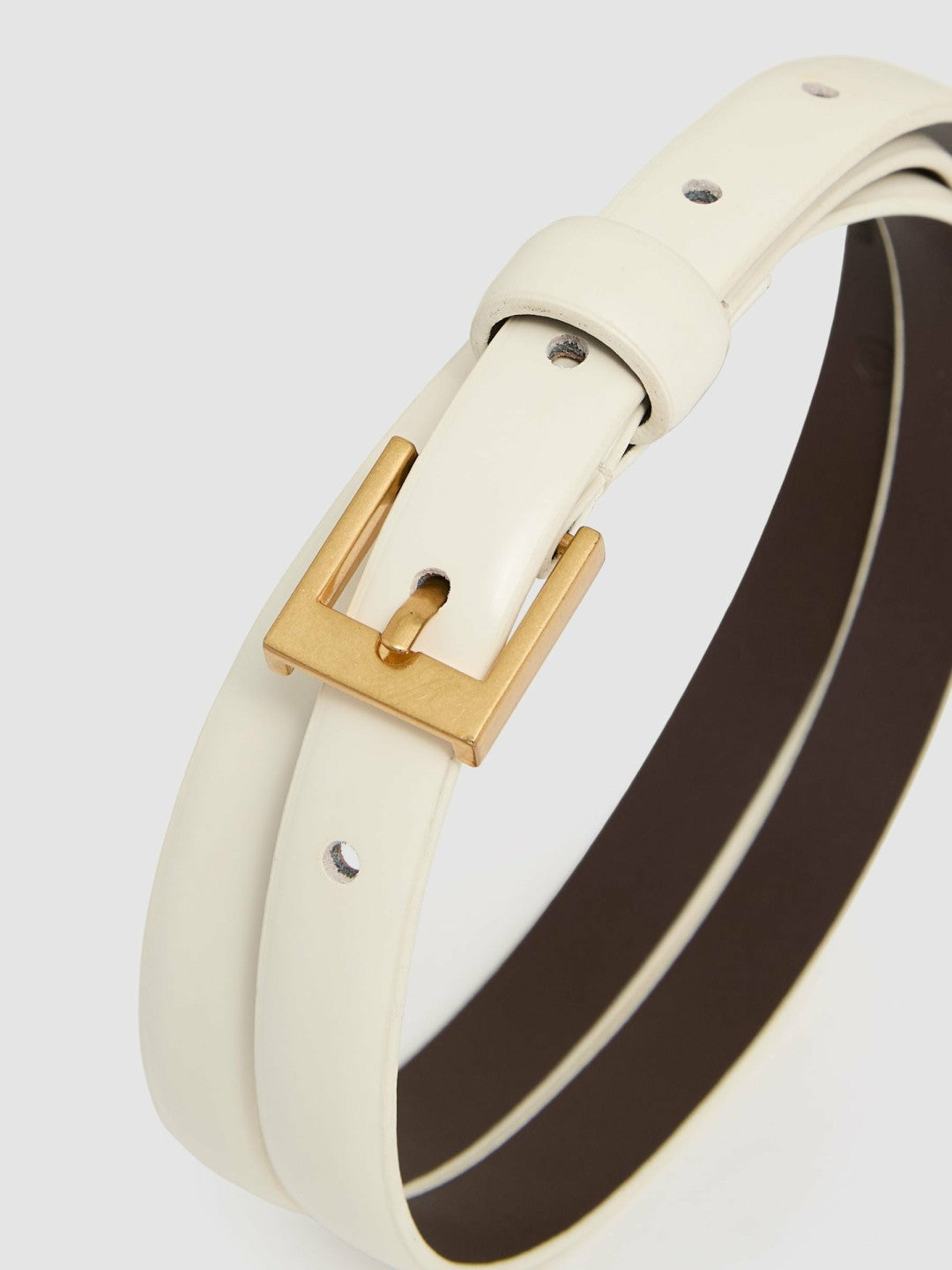 Thin Leather Belt in Off White | Reiss Women Exclusive