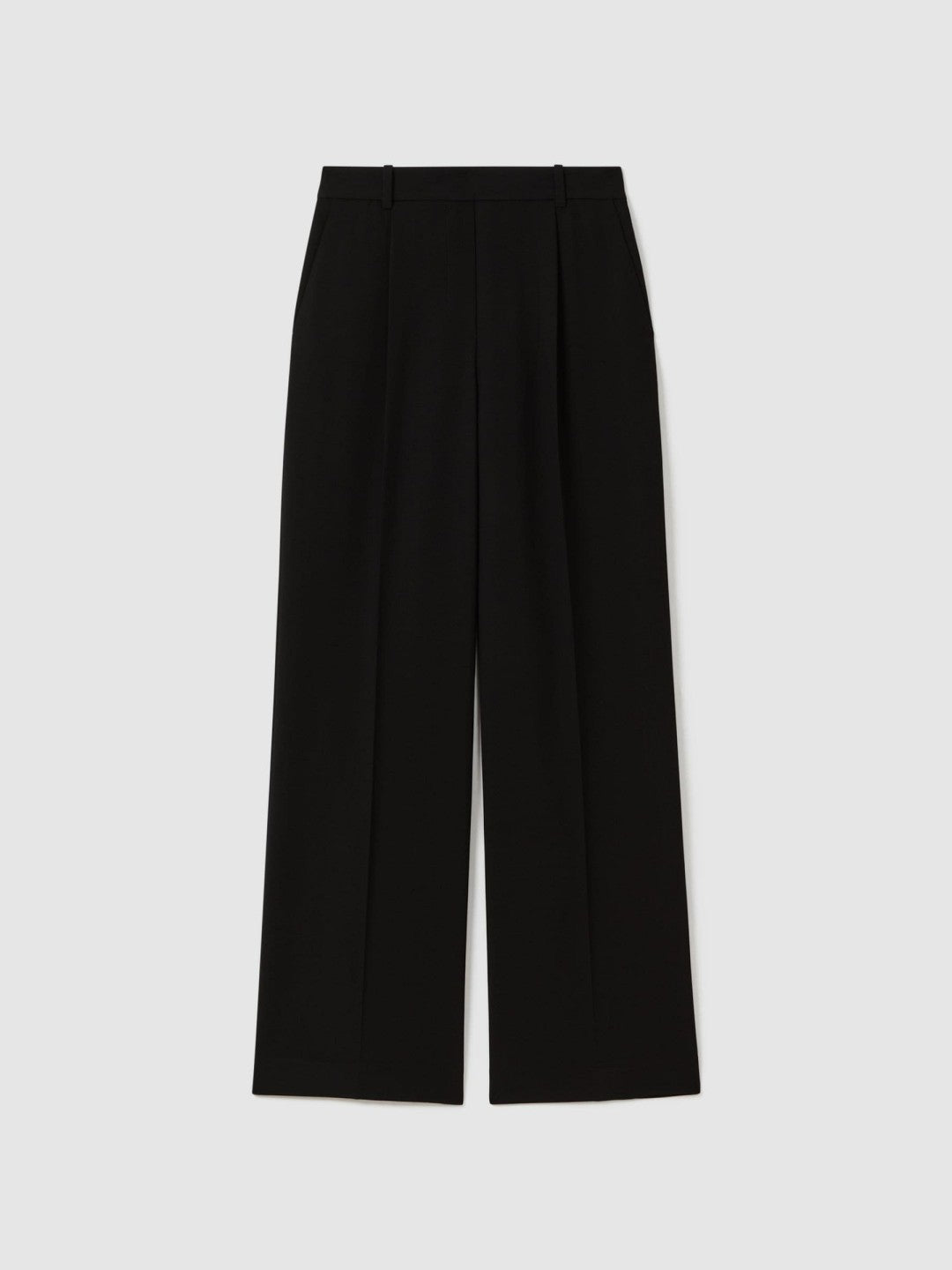 Petite Half-Elasticated Wide Leg Trousers in Black | Reiss Women Featured