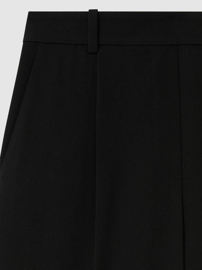 Petite Half-Elasticated Wide Leg Trousers in Black | Reiss Women Featured