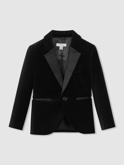 13-14 yrs Single Breasted Velvet Blazer in Black | Reiss Children & Baby Premium