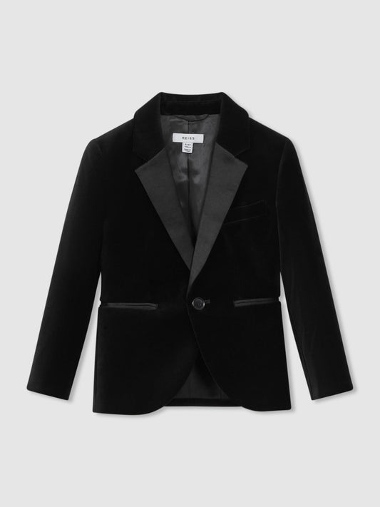 13-14 yrs Single Breasted Velvet Blazer in Black | Reiss Children & Baby Premium