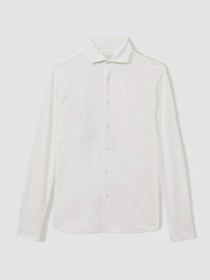 Modal Blend Cutaway Collar Shirt in White | Reiss Men Popular