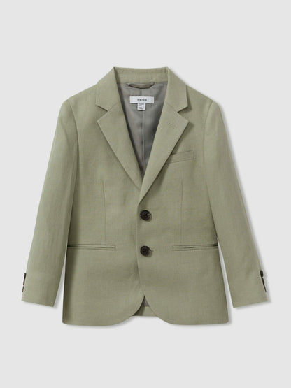9-13 yrs Linen Single Breasted Blazer in Apple | Reiss Children & Baby Best Seller