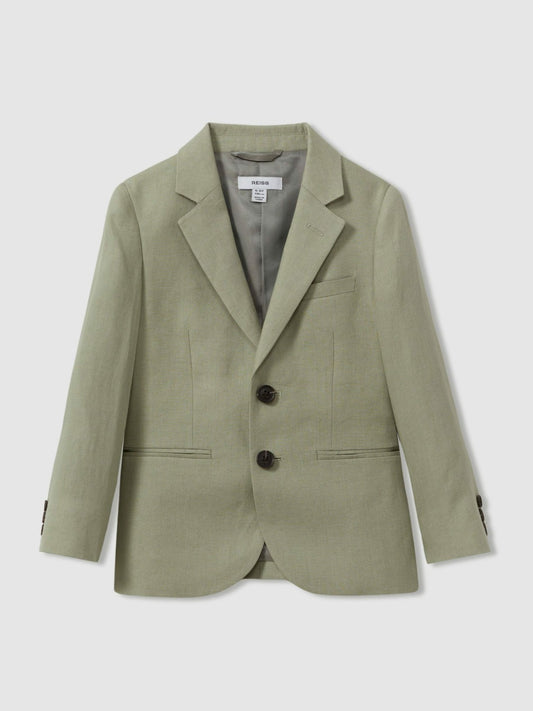 9-13 yrs Linen Single Breasted Blazer in Apple | Reiss Children & Baby Best Seller