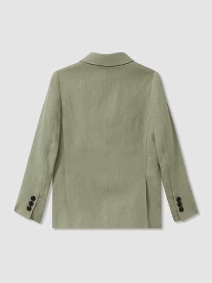 9-13 yrs Linen Single Breasted Blazer in Apple | Reiss Children & Baby Best Seller