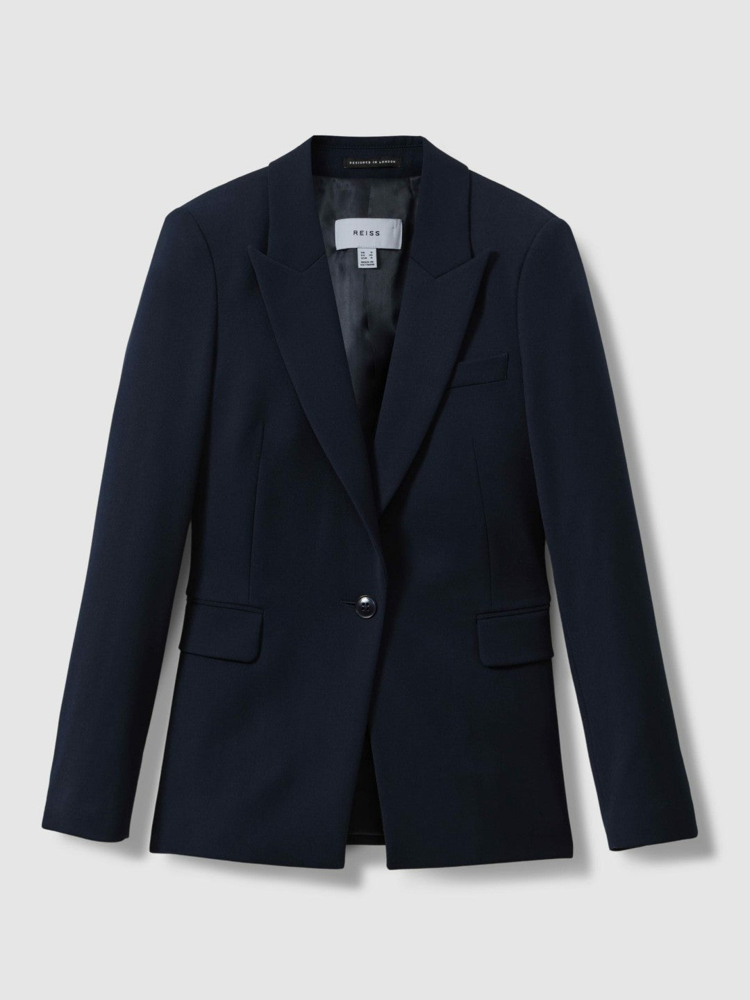 Tailored Single Breasted Suit Blazer in Navy | Reiss Women Featured