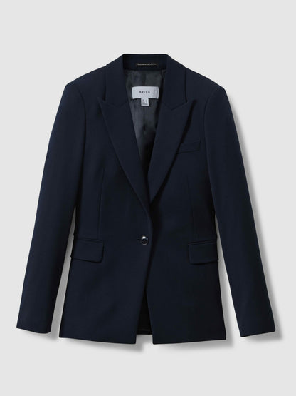 Tailored Single Breasted Suit Blazer in Navy | Reiss Women Featured