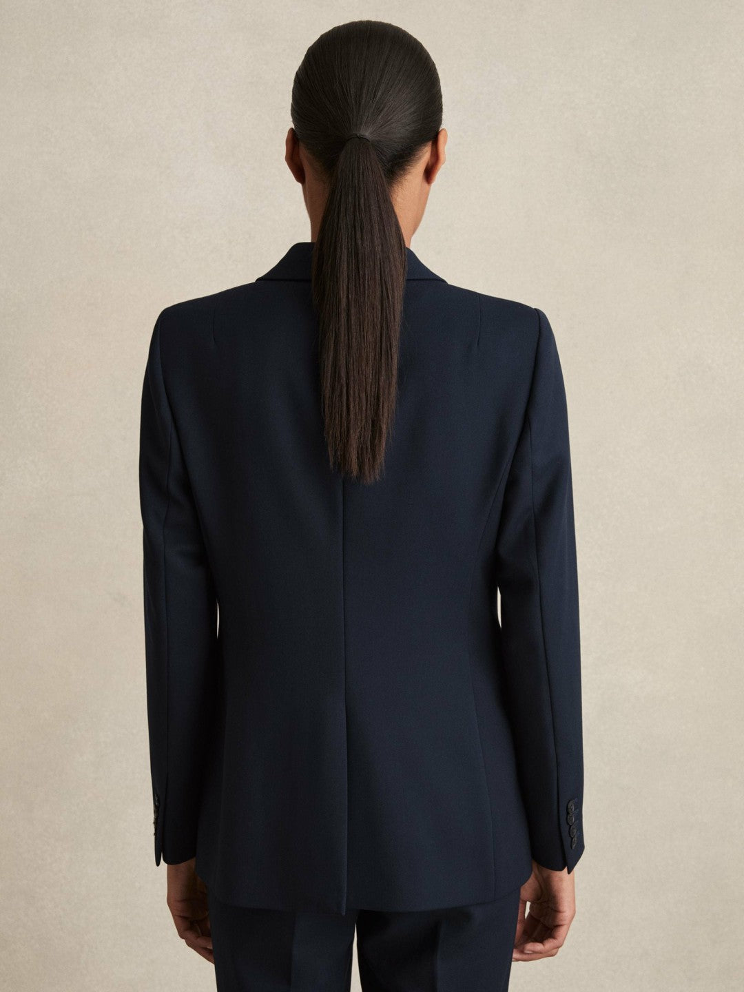 Tailored Single Breasted Suit Blazer in Navy | Reiss Women Featured