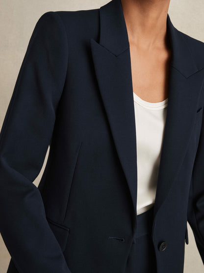 Petite Tailored Single Breasted Suit Blazer in Navy | Reiss Women Recommended