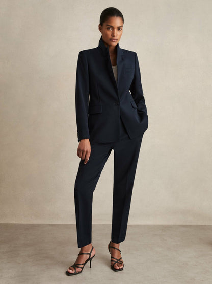 Petite Slim Fit Suit Trousers in Navy | Reiss Women Featured