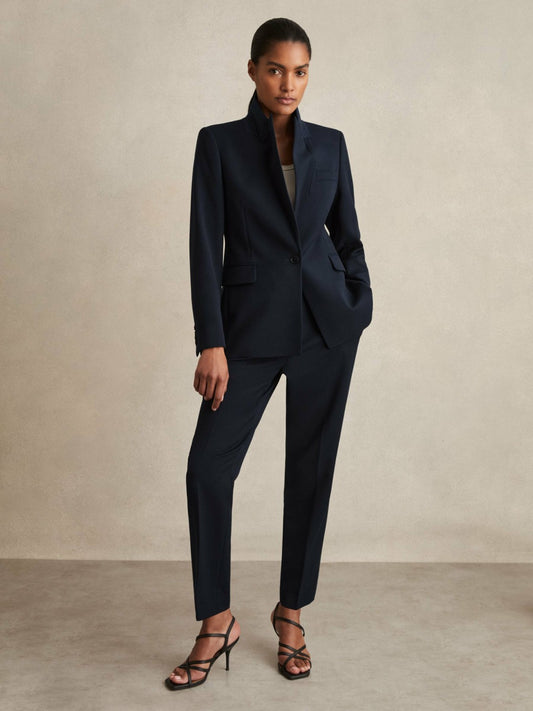 Petite Slim Fit Suit Trousers in Navy | Reiss Women Featured